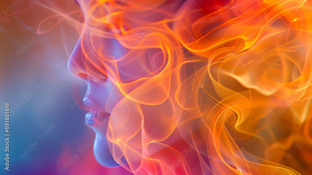 Abstract Surreal Woman Profile with Vibrant Colorful Smoke Art Abstract Surreal Woman Profile with Vibrant Colorful Smoke Art