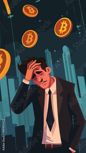 Smart Investor Buying Bitcoin During Cryptocurrency Price Crash, Speculating Future Profits and Earnings