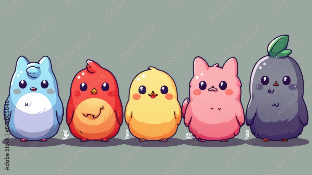 Five Adorable Cartoon Birds Five Adorable Cartoon Birds