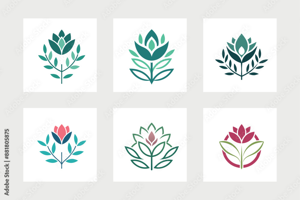 Obraz premium Flower logo vector art illustration.