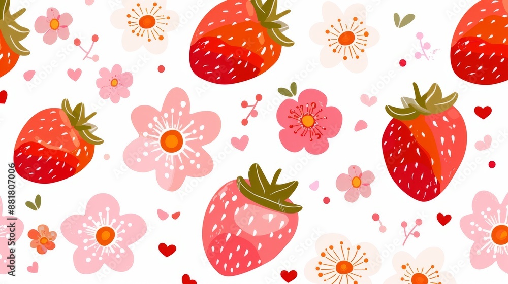 Strawberry and Flower Pattern Strawberry and Flower Pattern