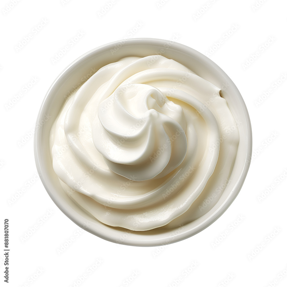 Creamy Whipped Yogurt in a Bowl Isolated on Transparent Background Creamy Whipped Yogurt in a Bowl Isolated on Transparent Background