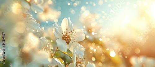 Closeup of blossom in a flower bed, detailed textures, natural light, vibrant colors, dynamic scene photo