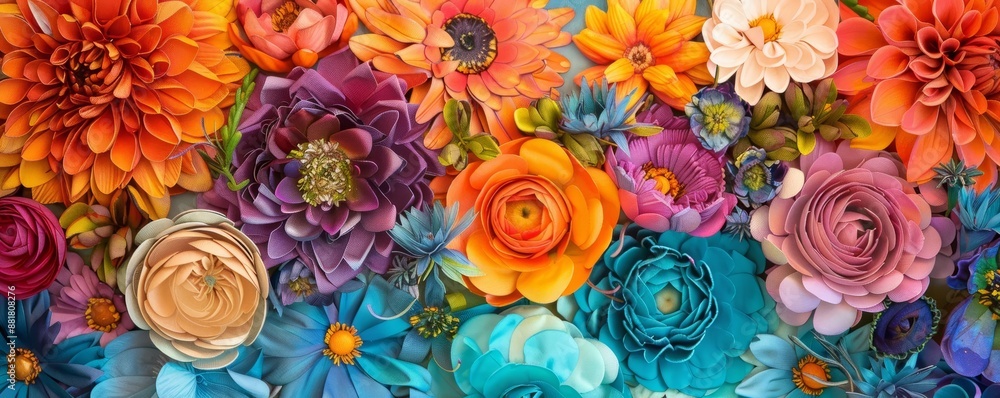 Closeup of bright flowers in a bed, intricate details, vibrant colors, natural harmony Closeup of bright flowers in a bed, intricate details, vibrant colors, natural harmony