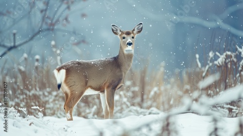 Wallpaper Mural A graceful deer standing in a snowy winter landscape Torontodigital.ca