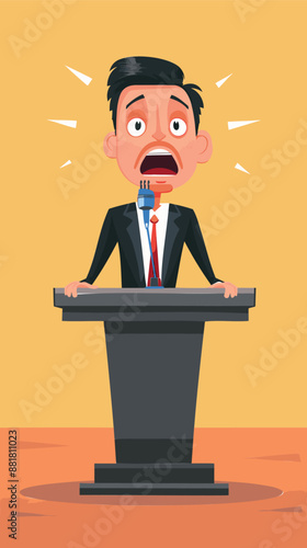 Overcoming Podium Phobia: Nervous Businessman Faces Fear of Public Speaking