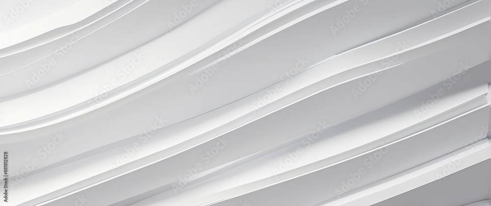 Obraz premium Abstract white background with smooth, flowing curved lines, creating a modern and elegant texture perfect for minimalist design and contemporary concepts
