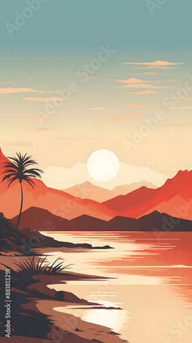 digital pop art mountain and sea design graphics poster mobile phone background
