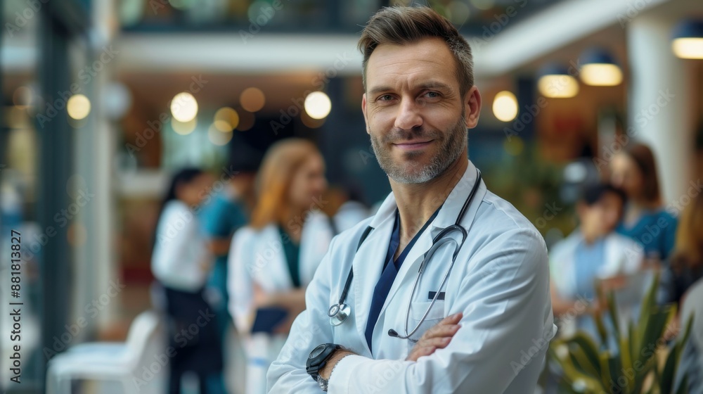 image of confident male doctor in medical uniform. image of confident male doctor in medical uniform.
