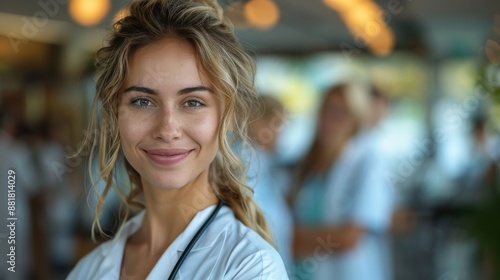 image of confident female doctor in medical uniform.