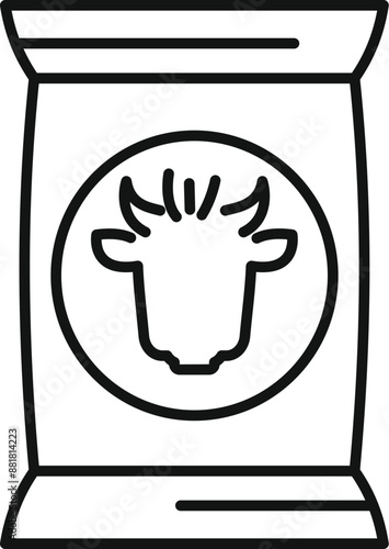 Line art icon of a cow feed bag, symbolizing cattle farming and animal nutrition