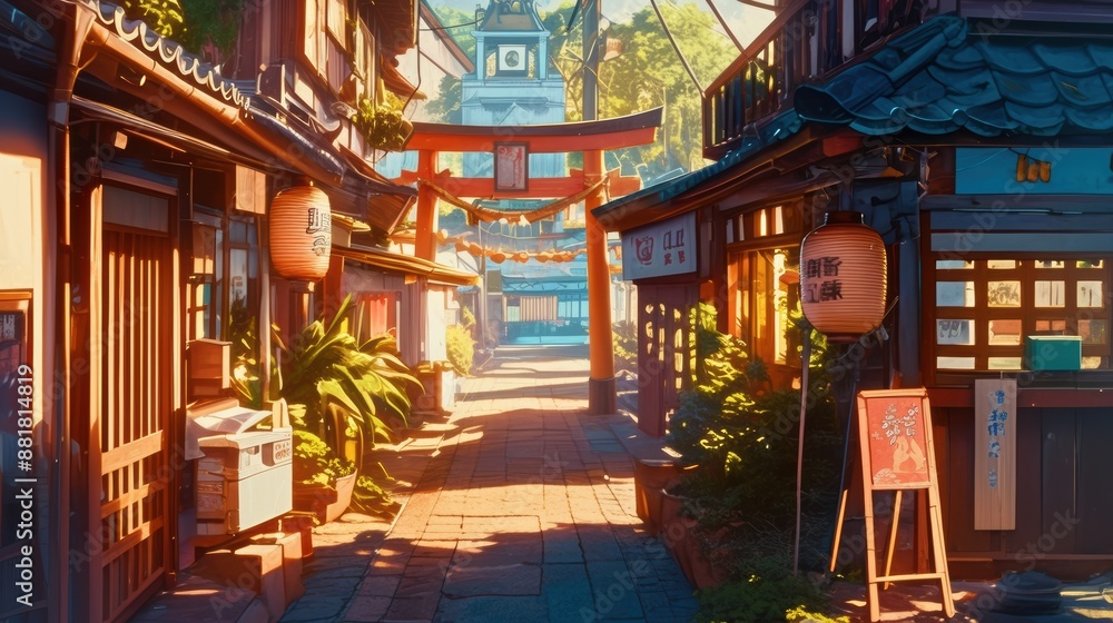 A traditional Japanese marketplace in the evening A traditional Japanese marketplace in the evening
