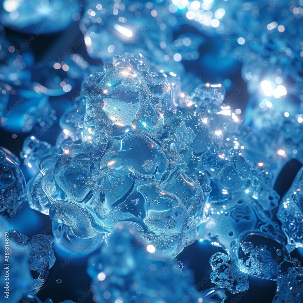 Abstract Blue Liquid with Glowing Highlights Abstract Blue Liquid with Glowing Highlights