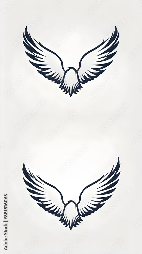 Fototapeta premium set wings isolated on white background