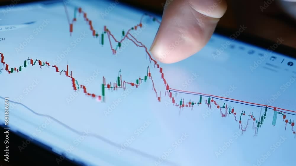 Analyzing stock market trends with hand gestures on a digital tablet. Analyzing stock market trends with hand gestures on a digital tablet.