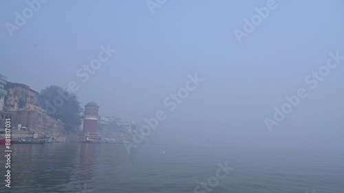 flock of seagulls in River ganga, Varanshi, Uttar Pradesh, India photo