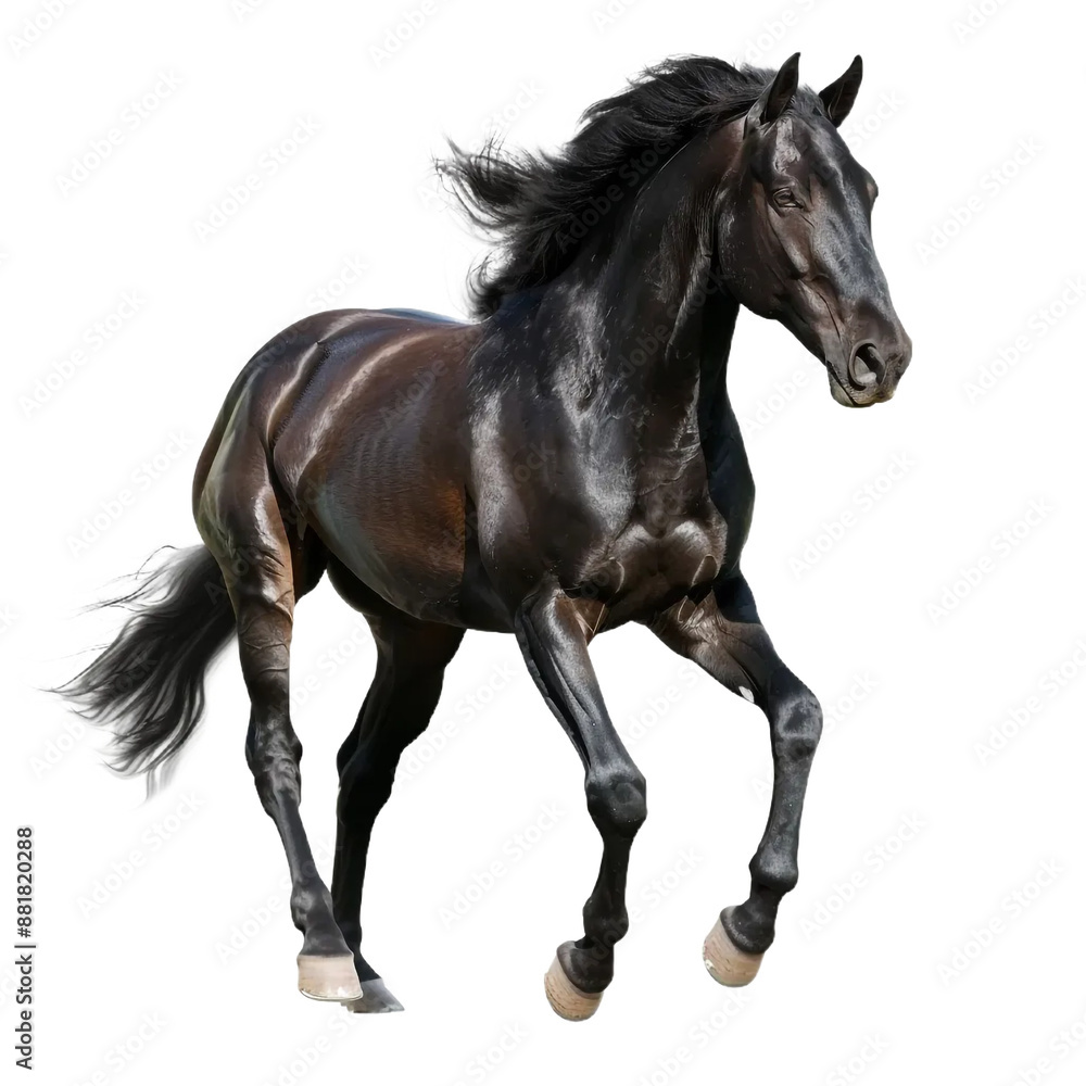  Majestic Black Horse Isolated on Transparent Background