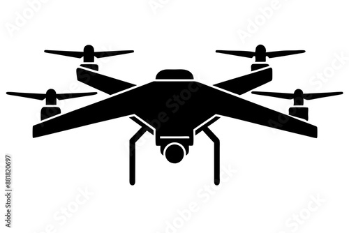 Drone icon silhouette vector art illustration on white background