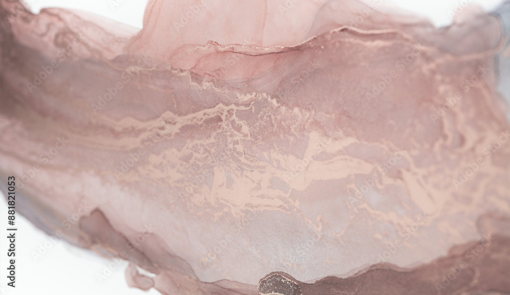 Fototapeta premium Close-up of an abstract art piece featuring swirls of dusty rose and white ink