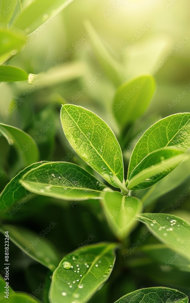 Fototapeta premium Lush foliage in a garden plot, detailed macro shot, vibrant and dynamic natural scene