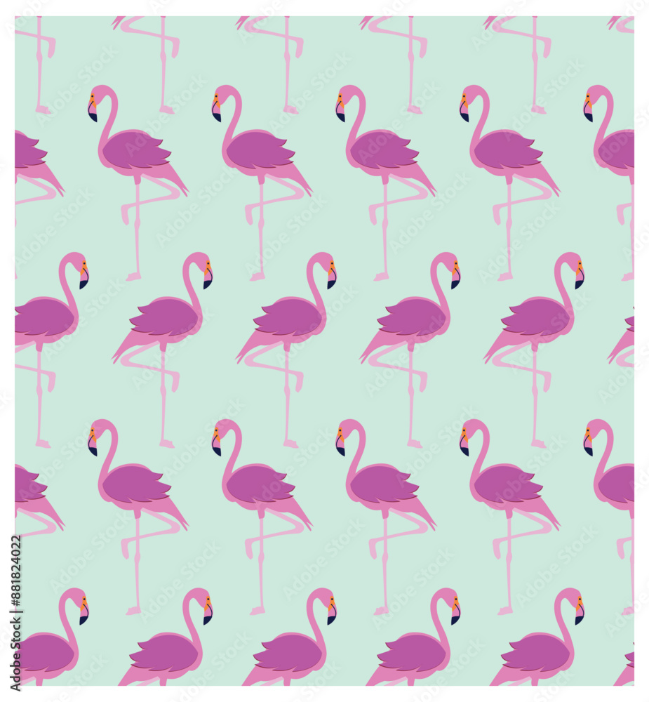 Pink flamingos seamless pattern.
Background design. Seamless Tropical leaves collection. Vector isolated elements on the green background. shades of green. Vector illustration Pink flamingos seamless pattern.
Background design. Seamless Tropical leaves collection. Vector isolated elements on the green background. shades of green. Vector illustration