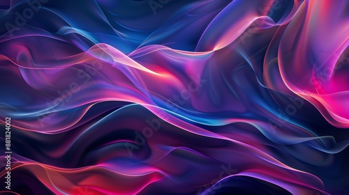 Abstract background with a wavy pattern of colorful neon lights flowing and blending together, creating a mesmerizing visual effect