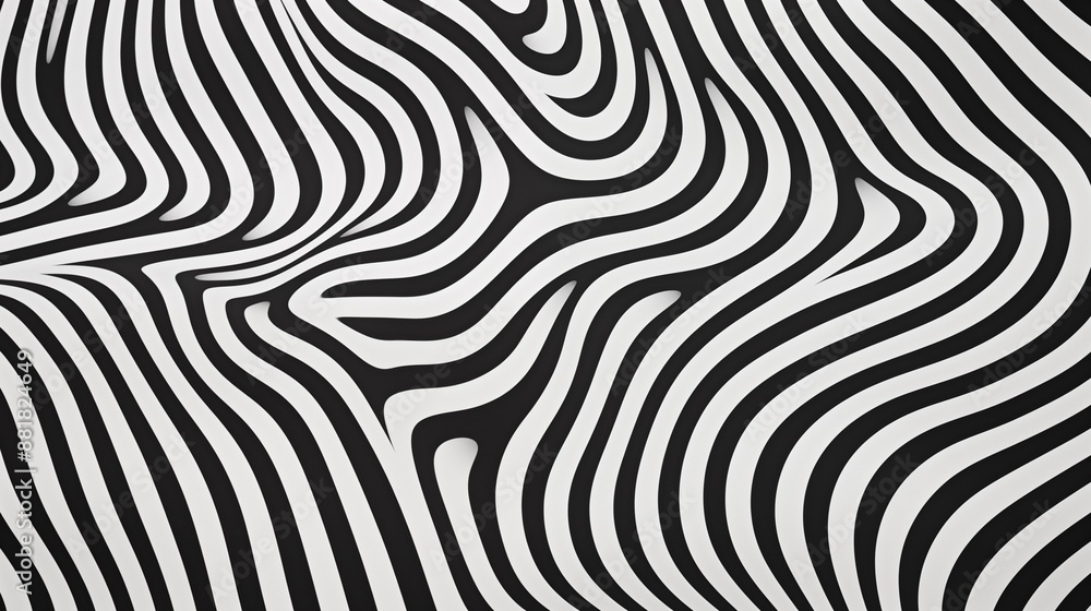 Naklejka premium Black and White Wavy Stripes Creating an Optical Illusion Effect