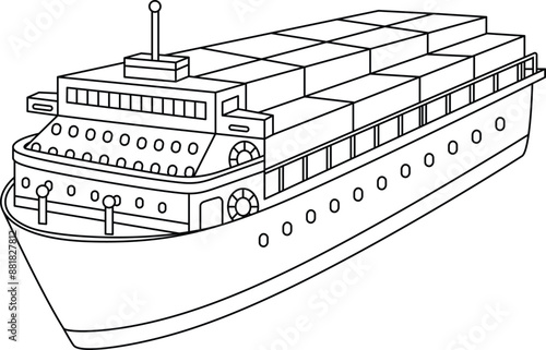 Obraz na płótnie Ferry, transportation, vehicle, outline coloring page w salonie