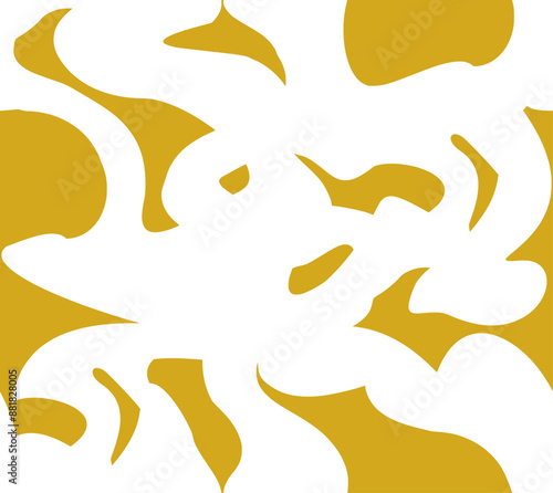 Seamless repeating pattern of transparent waving ribbons on a golden background. Vector.