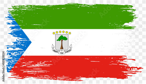Equatorial Guinea flag brush paint textured isolated on png or transparent background. vector illustration  