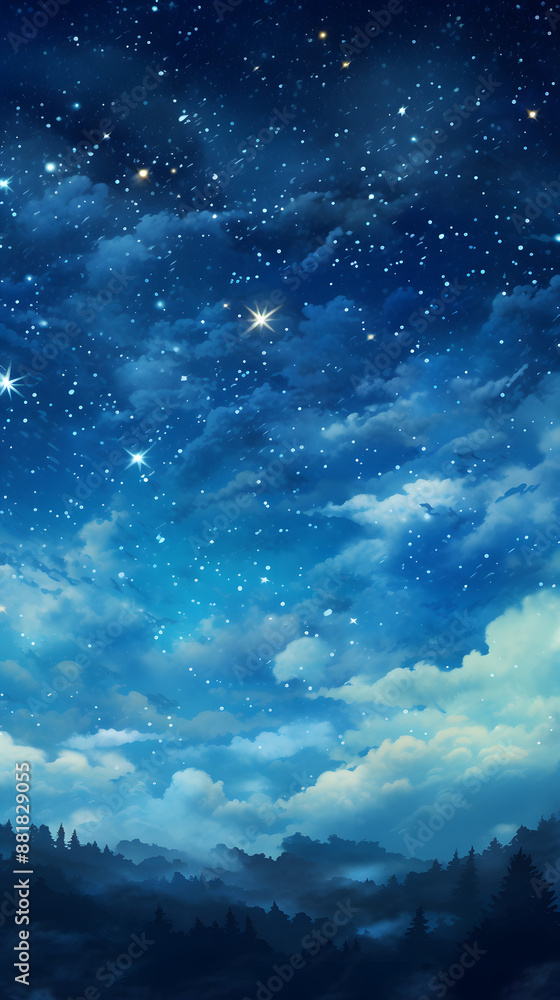 Digital dark blue sky nebula abstract graphic poster background Digital dark blue sky nebula abstract graphic poster background