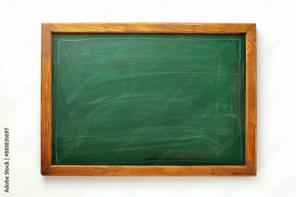 Chalkboard in wooden frame isolated on a white background. Green blackboard background texture Chalkboard in wooden frame isolated on a white background. Green blackboard background texture