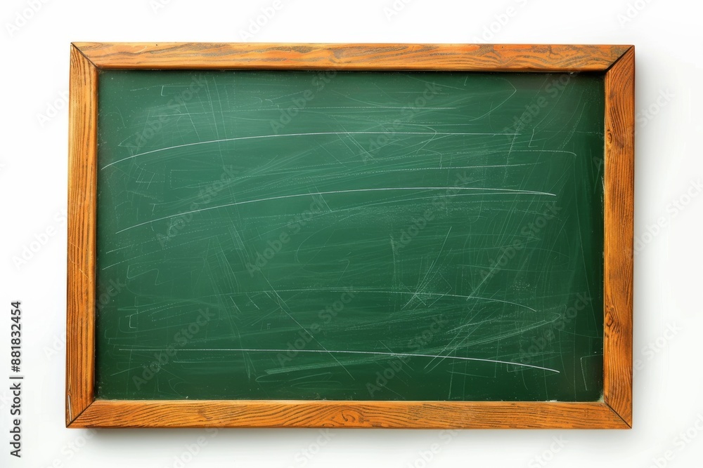Chalkboard in wooden frame isolated on a white background. Green blackboard background texture Chalkboard in wooden frame isolated on a white background. Green blackboard background texture