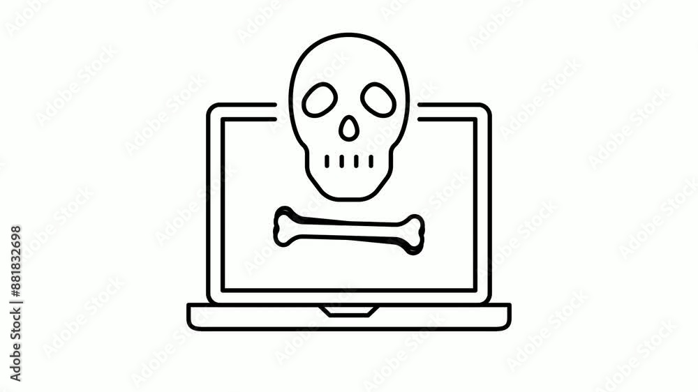 Web software Death Screen animated video, Computer Virus footage, Cloud computing and Internet hosting services Clip, Hacking Attempt animation Cross Bone Skull with laptop Web software Death Screen animated video, Computer Virus footage, Cloud computing and Internet hosting services Clip, Hacking Attempt animation Cross Bone Skull with laptop