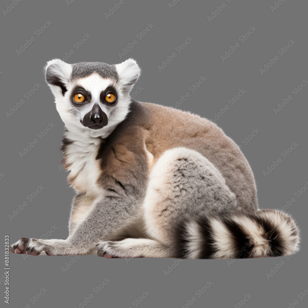 Obraz premium lemur catta cut out on transparent background