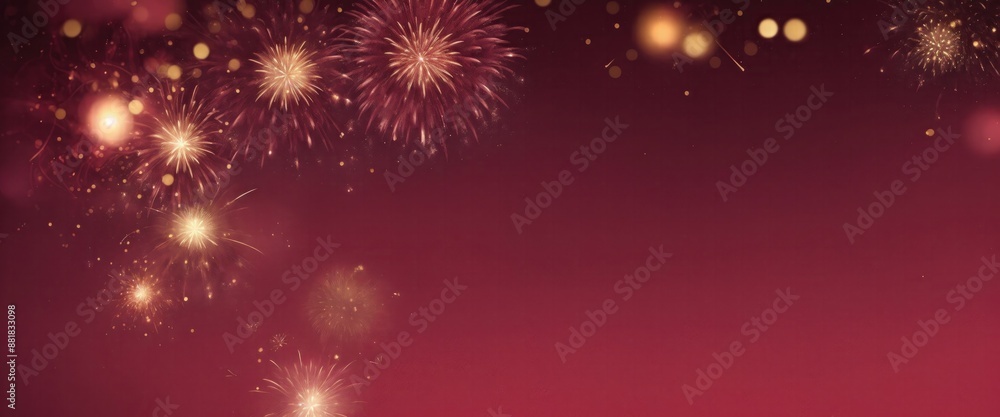 Abstract background Maroon and gold fireworks and Bokeh Abstract background Maroon and gold fireworks and Bokeh