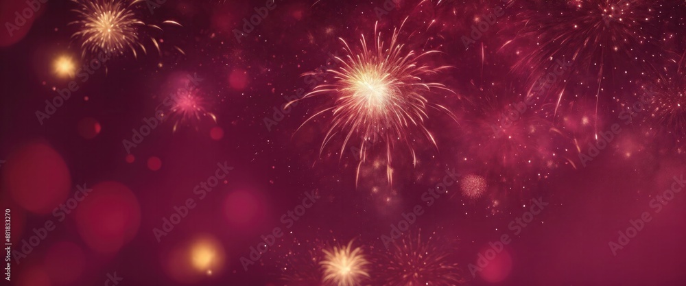 Abstract background Maroon and gold fireworks and Bokeh Abstract background Maroon and gold fireworks and Bokeh