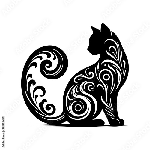 Wallpaper Mural Cat design Black and white Torontodigital.ca