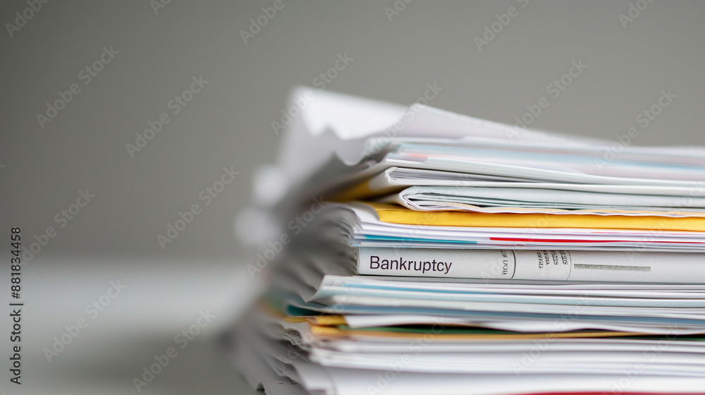 A close-up of a stack of papers labeled A close-up of a stack of papers labeled