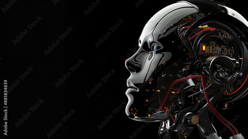 High-Tech Female Robot with Advanced Circuitry and Cybernetic Design Elements High-Tech Female Robot with Advanced Circuitry and Cybernetic Design Elements