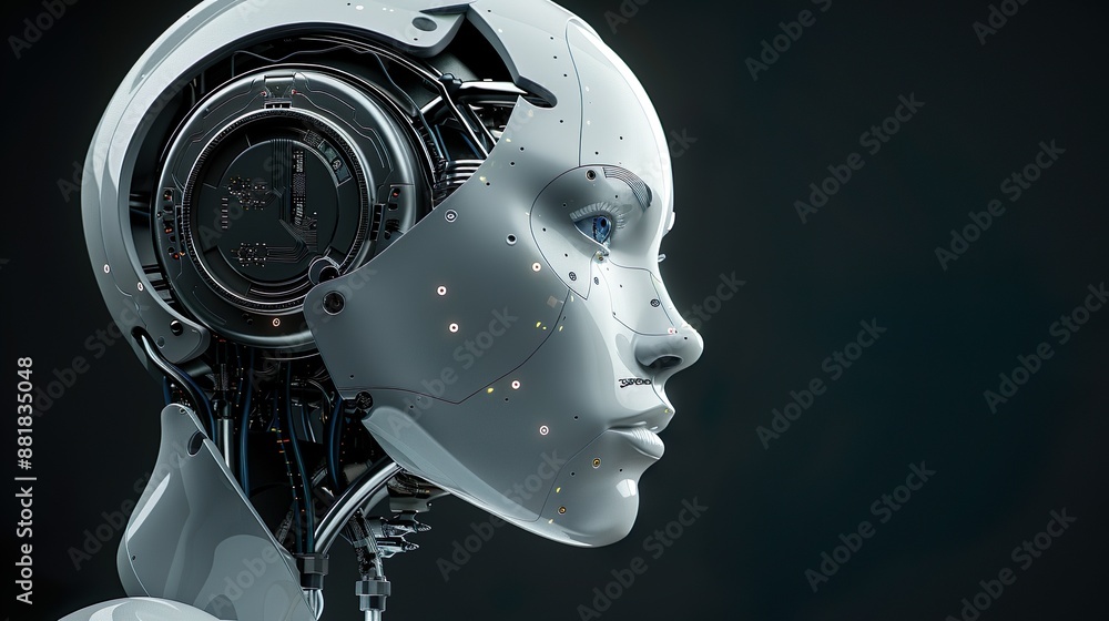 High-Tech Female Android with Detailed Circuitry and Advanced Futuristic Cybernetic Features High-Tech Female Android with Detailed Circuitry and Advanced Futuristic Cybernetic Features