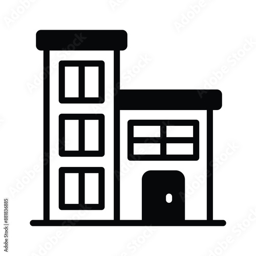 An editable vector of office building in flat style, easy to use icon of commercial building