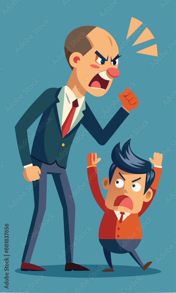 Angry Boss Shouting at Sad Underperforming Employee, Work Failure Criticism and Office Conflict Concept Angry Boss Shouting at Sad Underperforming Employee, Work Failure Criticism and Office Conflict Concept