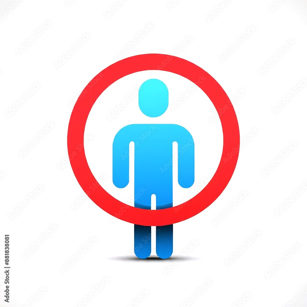 Simple illustration pictogram of man and red circle around him - intimate zone / personal space of people. Intimacy / distance during interaction between humans. Question of psychology and character Simple illustration pictogram of man and red circle around him - intimate zone / personal space of people. Intimacy / distance during interaction between humans. Question of psychology and character