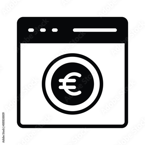 Dollar coin inside webpage showing concept icon of pay per click or monetization