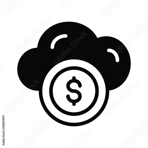 Dollar coin with cloud showing concept icon of passive income, ready to use vector