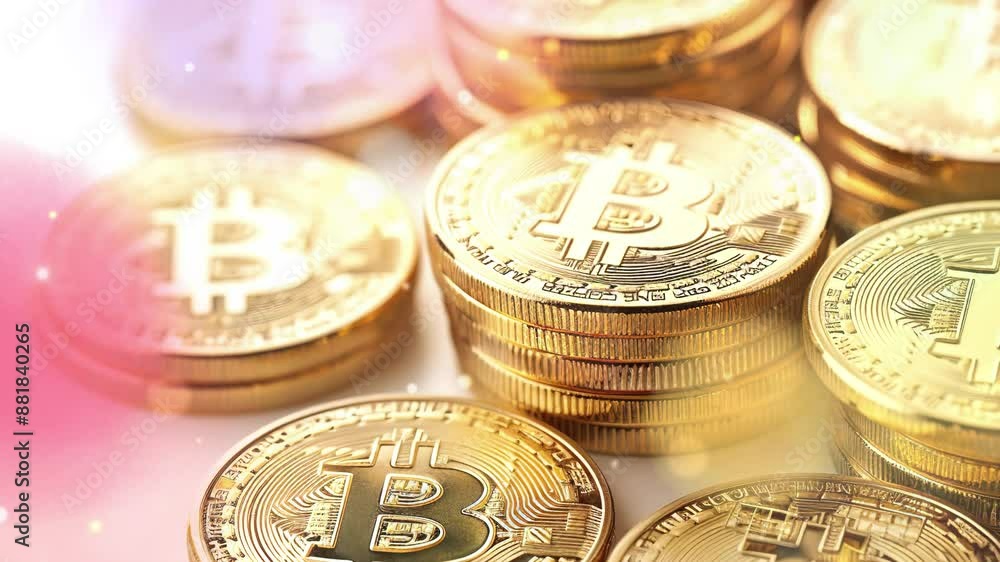 Closeup of bitcoin cryptocurrency gold coins. future investment. business and investment needs Closeup of bitcoin cryptocurrency gold coins. future investment. business and investment needs