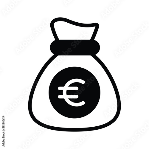 Money bag with euro icon, cash, business, return or investment, payment, vector of dollar sack in trendy style