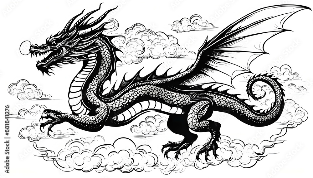 Obraz premium Dragon tattoo sketch