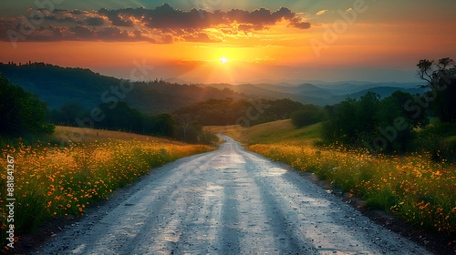 Amazing scenery in summer mountains. Lush grounds in glorious evening sunlight